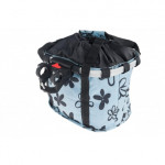 Košík na riadidlá Clip modrý s kvietkami